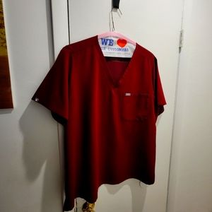 Figs Caterina Scrub Set & high waisted pants- Burgundy